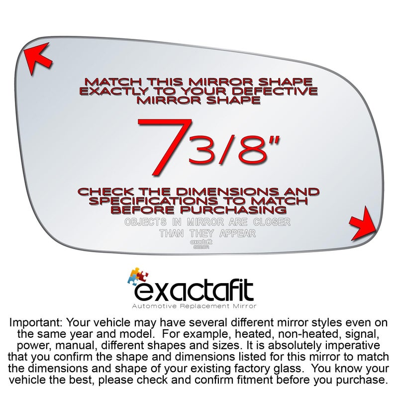 Rugged TUFF Passenger Right Side Mirror Glass Replacement For Volkswagen 1999-2002 VW Cabrio, 1999-2006 VW Golf, 1999-2005 VW Jetta, 1998-2004 VW Passat, Right Door Convex Mirrors exactafit 8220R - Image 2